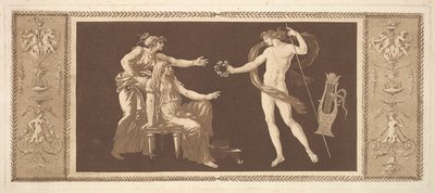 Apollo wieńczący sztukę Apollo koronujący sztukę, z Recueil de Different Compositions..., 1784. autorstwa Jean Jacques Lagrenee