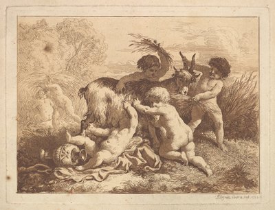 Les petits moissonneurs et la chevre Młode żniwiarze i koza, w albumie cd..., 1782. autorstwa Jean Jacques Lagrenee