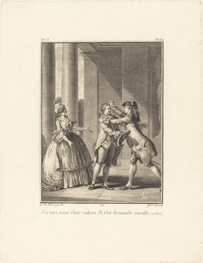 Mylę się, mój drogi Valère, i przepraszam autorstwa Jean Jacques Le Veau after Jean Michel Moreau