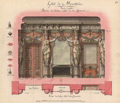 Hotel Montholon. Projekt salonu, 1786. autorstwa Jean Jacques Lequeu
