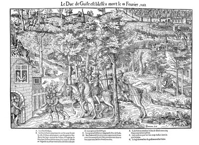 Morderstwo Francois de Lorraine, księcia de Guise, francuskie wojny religijne, 18 lutego 1563 1570. autorstwa Jean Jacques Perrissin