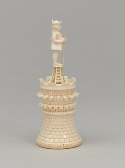 Biała wieża, figura szachowa, Indie, 1820 ok autorstwa Jean Jacques Scherrer