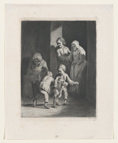 Dzieci bawiące się z psem, 1789. autorstwa Jean Jacques de Boissieu