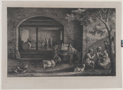 Wnętrze farmy w Saint-Jean-de-Touslas, 1793. autorstwa Jean Jacques de Boissieu