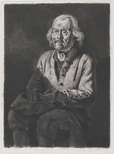 Siedzący żebrak: Portret starego Girarda, chłopa z Chasselay, 1772. autorstwa Jean Jacques de Boissieu