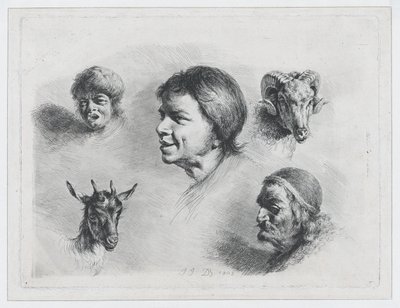 Studium pięciu głów, 1803. autorstwa Jean Jacques de Boissieu