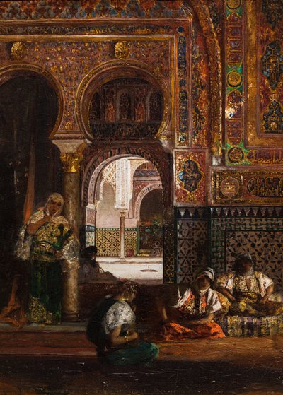 Scena w haremie, pięć kobiet, około 1880 r. (olej na płótnie) autorstwa Jean Joseph Benjamin Constant
