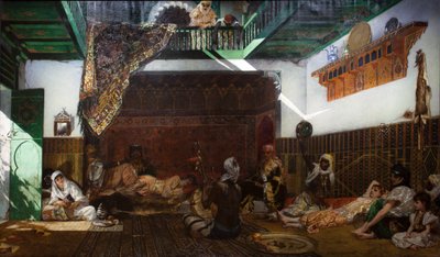 Wnętrze haremu w Maroku autorstwa Jean Joseph Benjamin Constant