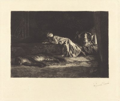 Orientalne wnętrze ze śpiącym tygrysem autorstwa Jean Joseph Benjamin Constant