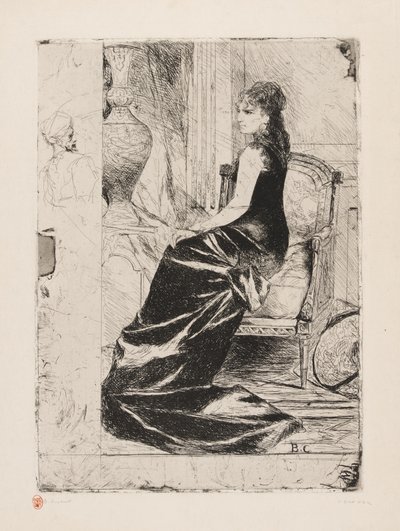 Kobieta w czerni, ok. 1876 (akwaforta na kremowym papierze) autorstwa Jean Joseph Benjamin Constant