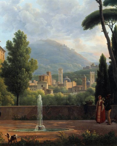 Pejzaż z fontanną Fragment obrazu Josepha Bidaulta (1758-1846). 1821 Walencja. Muzeum Sztuk Pięknych autorstwa Jean Joseph Bidault