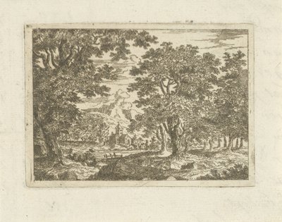 Krajobraz z kamiennym budynkiem autorstwa Jean Joseph Hanson