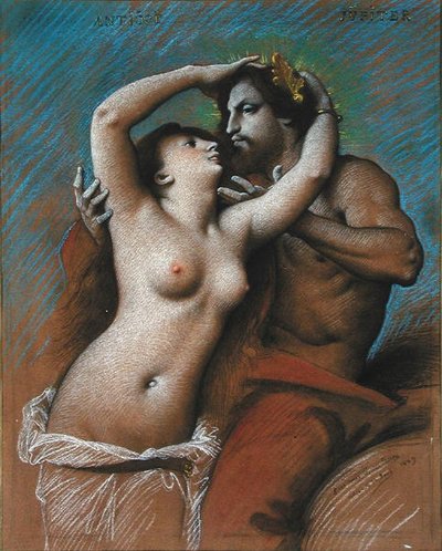 Antypa i Jowisz (węgiel i kredka na papierze) autorstwa Jean Jules Antoine Lecomte du Nouy