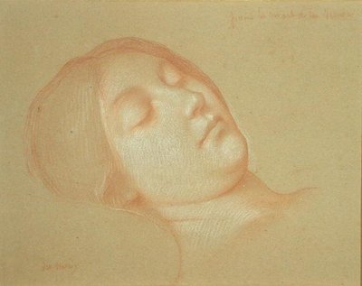 Studium śmierci Dziewicy (czerwona kreda wzmocniona białym na papierze) autorstwa Jean Jules Antoine Lecomte du Nouy