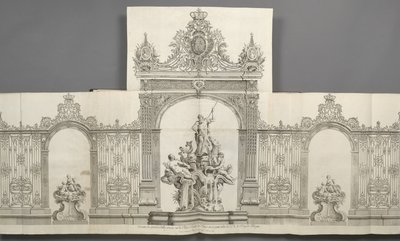 Projekt grilli Grandes umieszczonych na Place Royale w Nancy w 1755 roku na zlecenie S.M. le Roy de autorstwa Jean Lamour