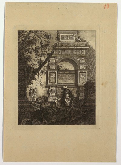 Frontyspis, wynalazek vasi, z „Zbiór różnych przedmiotów wazonów, grobowców, ruin i fontann przydatnych artystom...” autorstwa Jean Laurent Legeay
