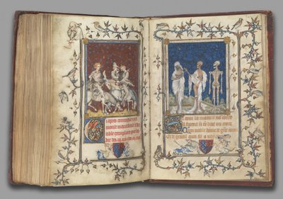 f.321v-322r z Modlitewnika Bonne z Luksemburga, księżnej Normandii, przed 1349 (tempera, grisaille, atrament i złoto na welinie) autorstwa Jean Le and workshop (attr. to) Noir