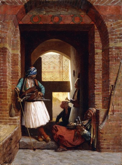 Ochroniarze Arnaut w Kairze, 1861 autorstwa Jean Leon Gerome