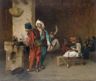 Cafe House, Cairo Casting Bullets, 1884 lub wcześniej. autorstwa Jean Leon Gerome