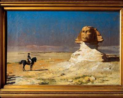 Generał Napoleon Bonaparte (1769-1821) przed Sfinksem w Gizie w Egipcie podczas kampanii egipskiej (1798-1801) autorstwa Jean Leon Gerome
