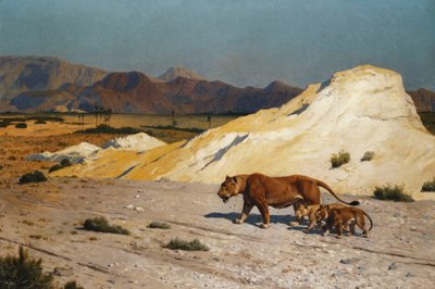 lwica i młode; Lwica i Lwica, autorstwa Jean Leon Gerome