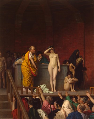 Rynek niewolników w starożytnym Rzymie autorstwa Jean Leon Gerome
