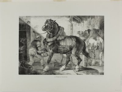 Francuski kowal, płyta 12 z różnych tematów narysowanych z życia i na kamieniu (The English Suite) autorstwa Jean Louis André Théodore Géricault