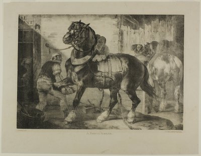 Francuski kowal, płyta 12 z Różne tematy narysowane z życia na kamieniu autorstwa Jean Louis André Théodore Géricault
