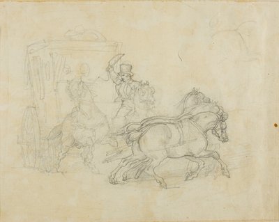 Dyliżans ciągnięty przez pięć koni autorstwa Jean Louis André Théodore Géricault
