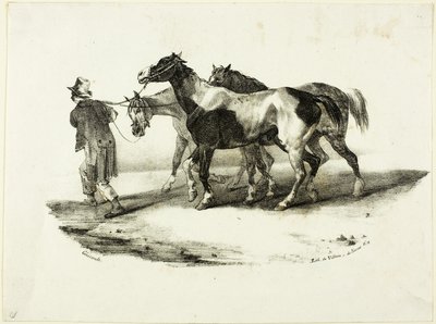 Konie prowadzone do chlewni autorstwa Jean Louis André Théodore Géricault