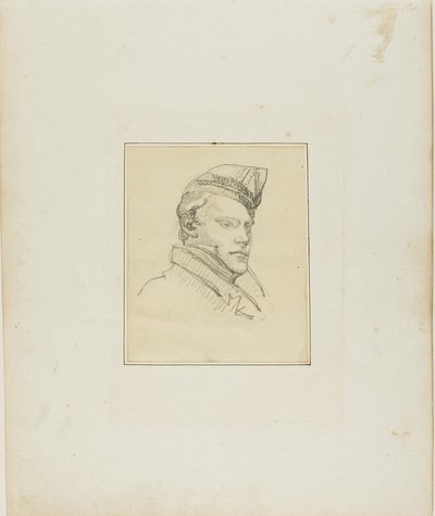 Portret młodego mężczyzny w czapce wojskowej autorstwa Jean Louis André Théodore Géricault