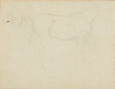 Szkic konia zwróconego w prawo i karykatura z profilu autorstwa Jean Louis André Théodore Géricault