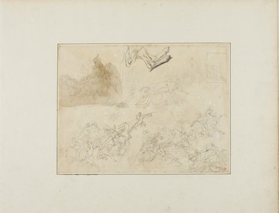 Szkice do bitwy kawaleryjskiej; tylne nogi psa autorstwa Jean Louis André Théodore Géricault