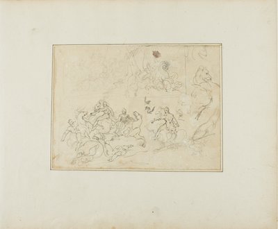 Szkice bitwy kawaleryjskiej autorstwa Jean Louis André Théodore Géricault