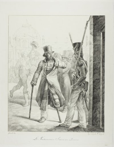 Szwajcarski wartownik w Luwrze autorstwa Jean Louis André Théodore Géricault