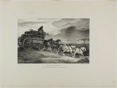 Wagon z węglem, płyta 7 z Różne tematy narysowane z życia i na kamieniu (The English Suite) autorstwa Jean Louis André Théodore Géricault