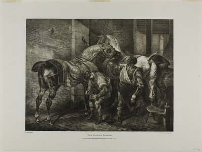 The English Farrier, płyta 10 z różnych tematów narysowanych z życia i na kamieniu (The English Suite) autorstwa Jean Louis André Théodore Géricault