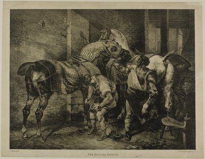 The English Farrier, płyta 10 z Różne tematy narysowane z życia na kamieniu autorstwa Jean Louis André Théodore Géricault