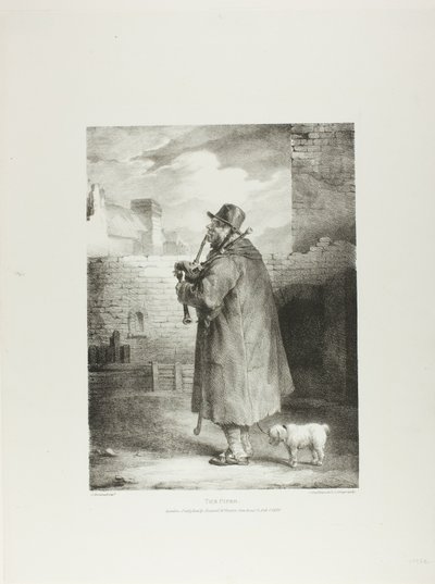 The Piper, płyta 1 z Różne tematy narysowane z życia i na kamieniu (The English Suite) autorstwa Jean Louis André Théodore Géricault