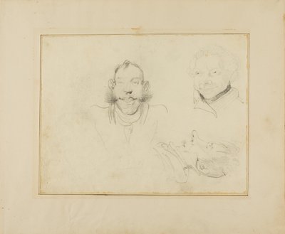Trzy karykatury głów autorstwa Jean Louis André Théodore Géricault