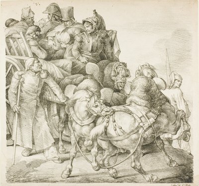 Wagon z rannymi żołnierzami autorstwa Jean Louis André Théodore Géricault