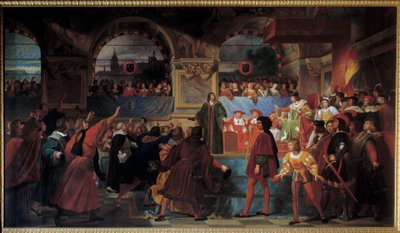 Król Ludwik XII proklamował ojca ludu Stanom Generalnym w Tours 14 maja 1506 roku. Tytuł ten nadano mu, ponieważ obniżył wielkość podatku płaconego przez pospólstwo. Obraz Jeana Louisa Bezarda (1799-1861) autorstwa Jean Louis Bezard