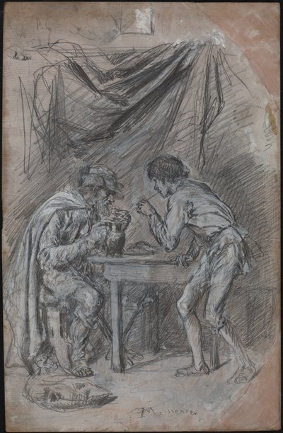 Lazarillo de Tormes kradnący napój niewidomemu autorstwa Jean Louis Ernest Meissonier