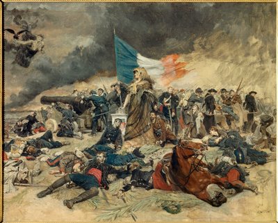 Le Siege de Paris (1870-1871), alegoria Paryża oblężonego przez Prusaków. Obraz Ernesta Meissoniera (1815-1891). 1871-1891. Wymiary 0,53 x 0,70 m Paryż, musee d