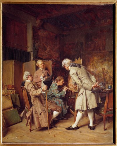 Miłośnicy malarstwa (w smaku XVIII w.), zwani też Un peintre”” Malarstwo Jean-Louis-Ernesta Meissoniera (1815-1891). 1860 niedz. 0,35x0,28 m Paryż, musee d