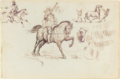 Zwiastun Murcji i inne studia (recto) autorstwa Jean Louis Ernest Meissonier