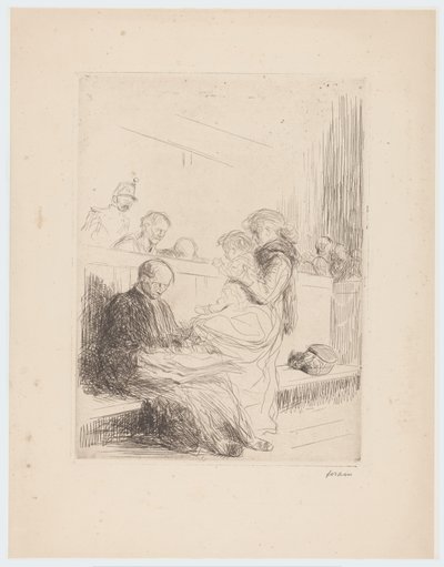 Prawnik z klientami w sądzie autorstwa Jean Louis Forain (signed by artist)