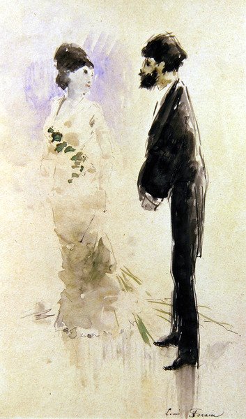 Kochanek otępiał ze strachu (akwarela) autorstwa Jean Louis Forain