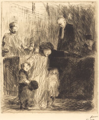 Wyjście z rozprawy (pierwsza płyta) autorstwa Jean Louis Forain