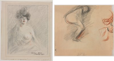 Kurtyzana (recto) Szkice figur (verso) autorstwa Jean Louis Forain
